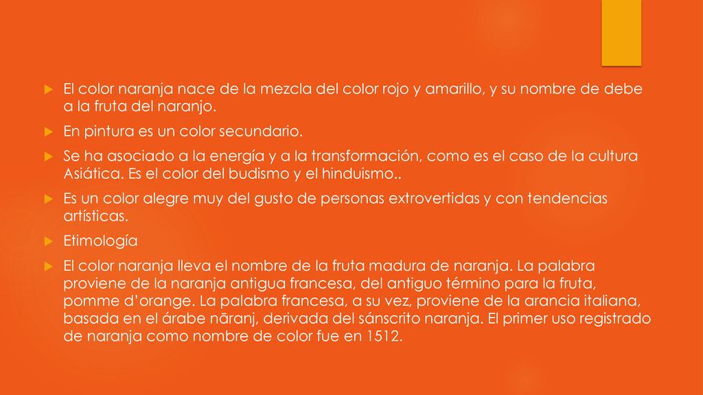etimologia del color naranja